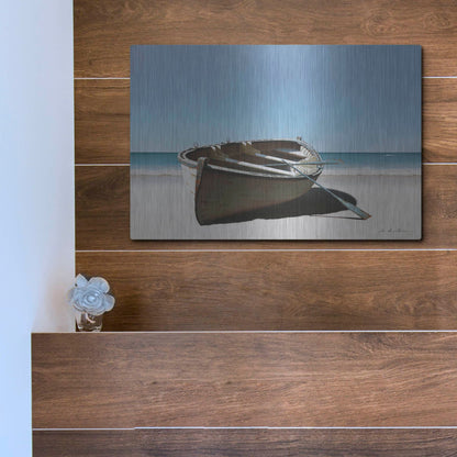 Luxe Metal Art 'Lonely Boat on Beach' by Zhen-Huan Lu, Metal Wall Art,16x12