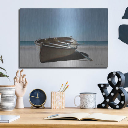Luxe Metal Art 'Lonely Boat on Beach' by Zhen-Huan Lu, Metal Wall Art,16x12