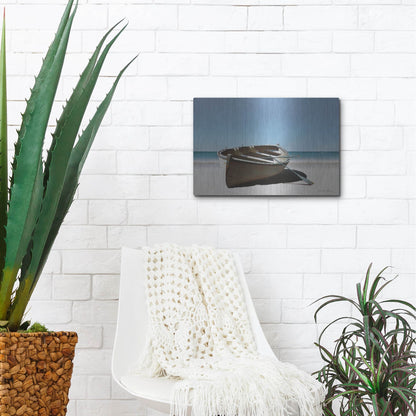 Luxe Metal Art 'Lonely Boat on Beach' by Zhen-Huan Lu, Metal Wall Art,16x12