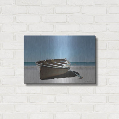 Luxe Metal Art 'Lonely Boat on Beach' by Zhen-Huan Lu, Metal Wall Art,24x16