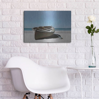 Luxe Metal Art 'Lonely Boat on Beach' by Zhen-Huan Lu, Metal Wall Art,24x16