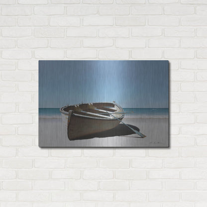 Luxe Metal Art 'Lonely Boat on Beach' by Zhen-Huan Lu, Metal Wall Art,36x24