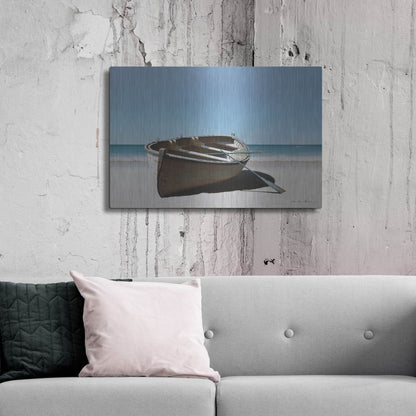 Luxe Metal Art 'Lonely Boat on Beach' by Zhen-Huan Lu, Metal Wall Art,36x24