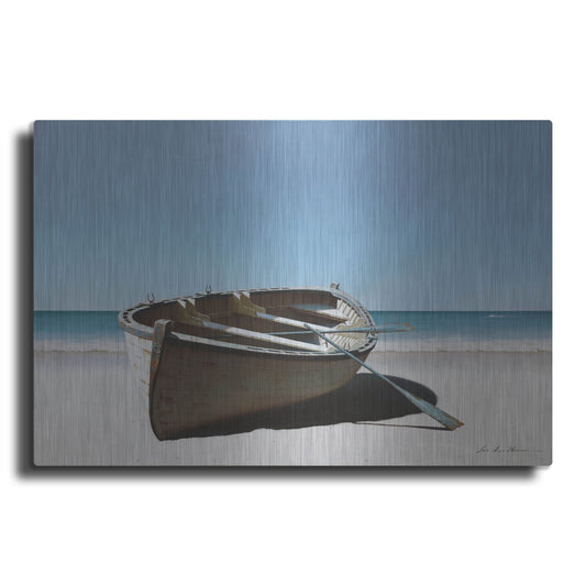 Luxe Metal Art 'Lonely Boat on Beach' by Zhen-Huan Lu, Metal Wall Art