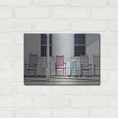 Luxe Metal Art 'Rocking Chair Family' by Zhen-Huan Lu, Metal Wall Art,16x12