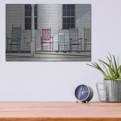 Luxe Metal Art 'Rocking Chair Family' by Zhen-Huan Lu, Metal Wall Art,16x12