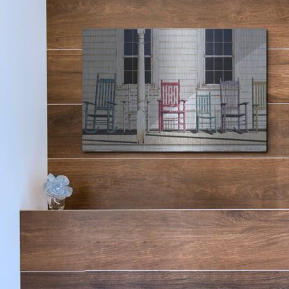 Luxe Metal Art 'Rocking Chair Family' by Zhen-Huan Lu, Metal Wall Art,16x12