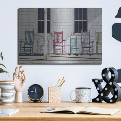 Luxe Metal Art 'Rocking Chair Family' by Zhen-Huan Lu, Metal Wall Art,16x12