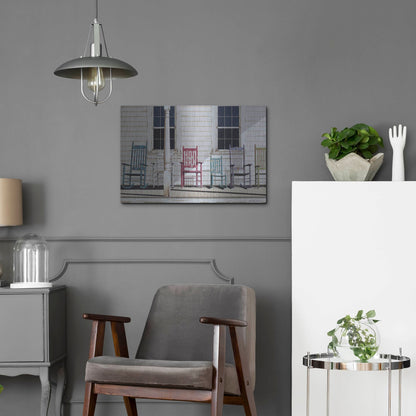 Luxe Metal Art 'Rocking Chair Family' by Zhen-Huan Lu, Metal Wall Art,24x16