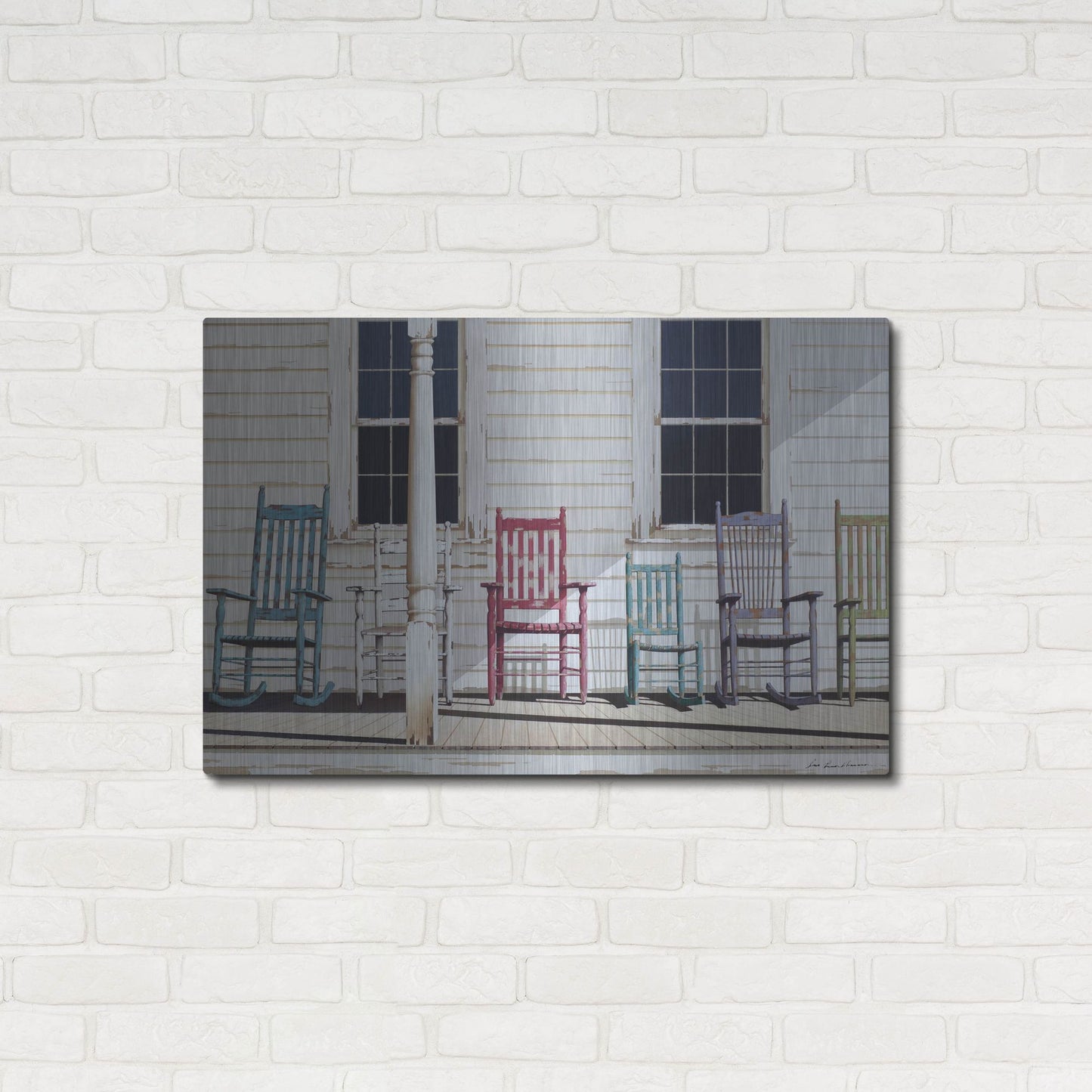 Luxe Metal Art 'Rocking Chair Family' by Zhen-Huan Lu, Metal Wall Art,36x24