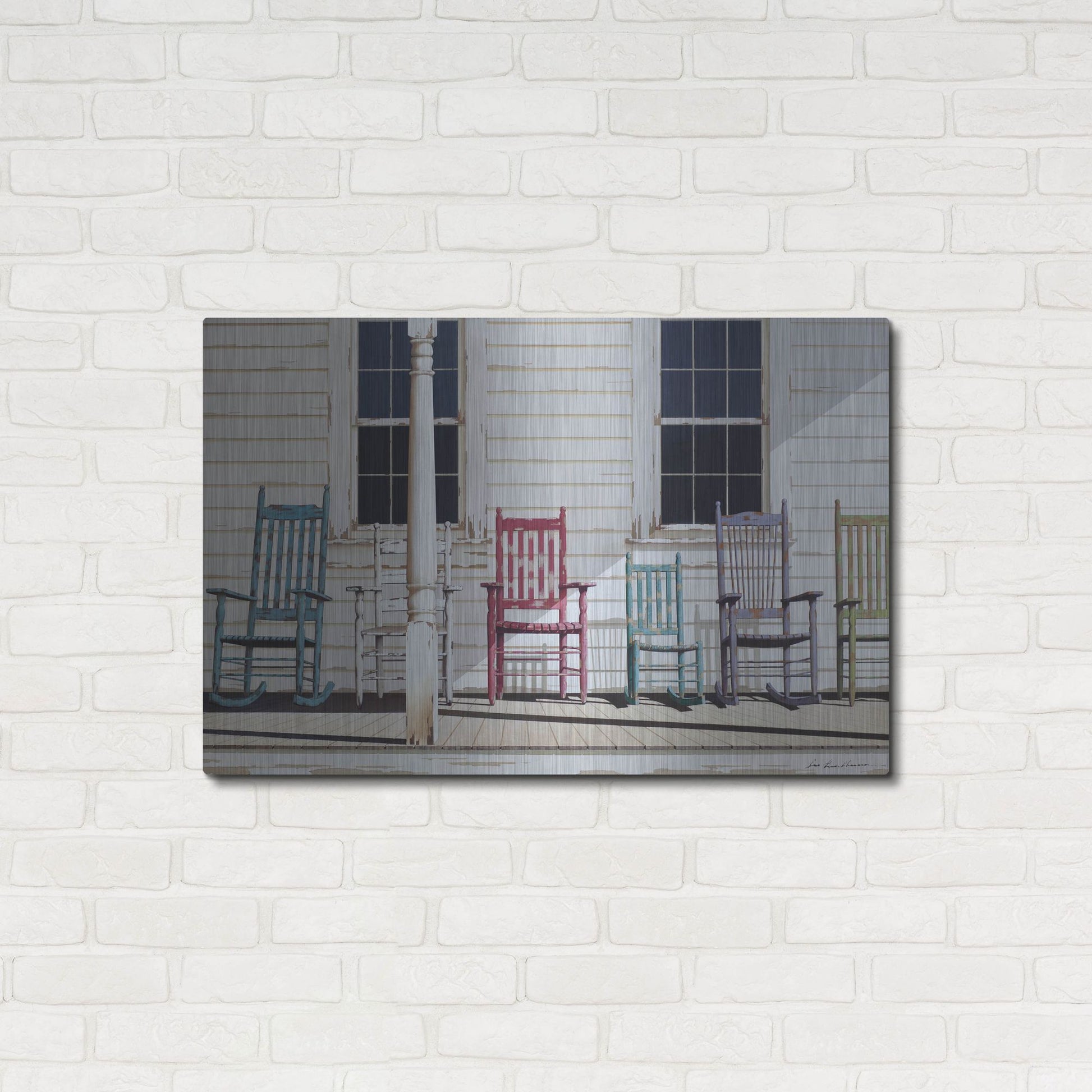 Luxe Metal Art 'Rocking Chair Family' by Zhen-Huan Lu, Metal Wall Art,36x24