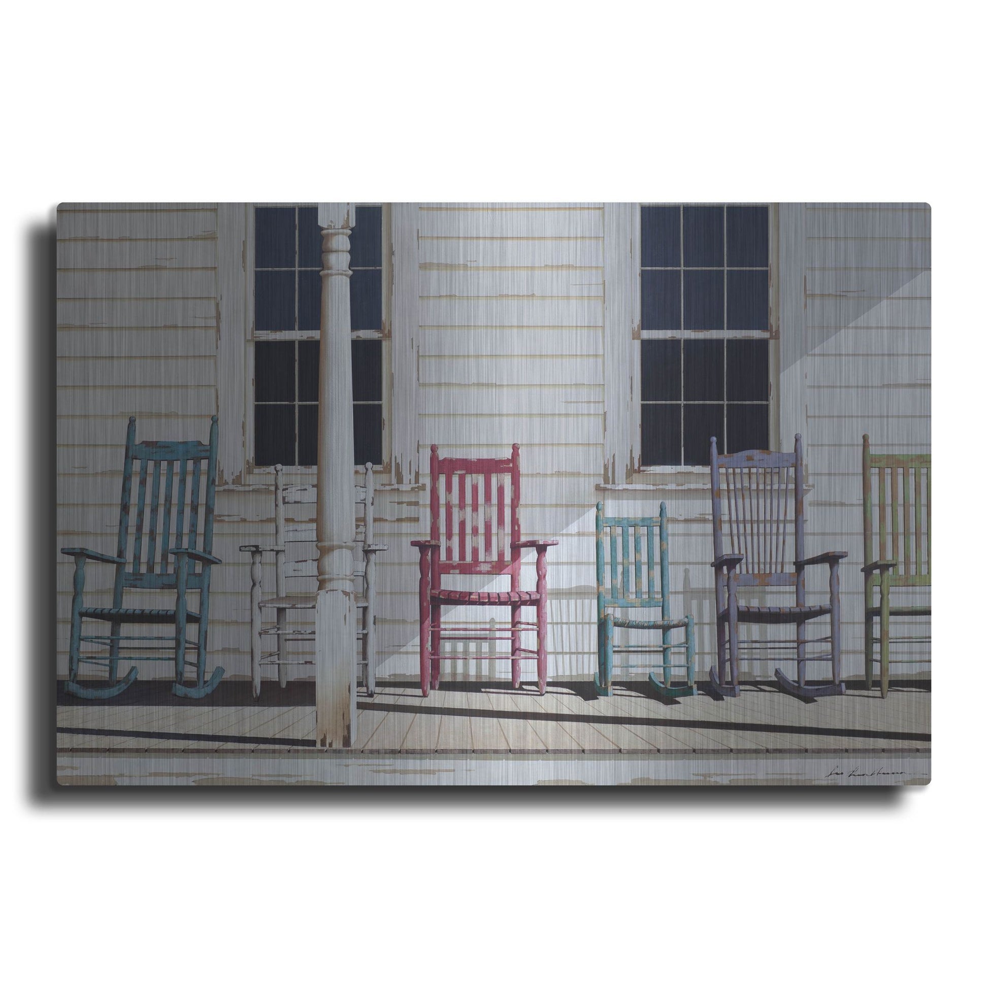 Luxe Metal Art 'Rocking Chair Family' by Zhen-Huan Lu, Metal Wall Art