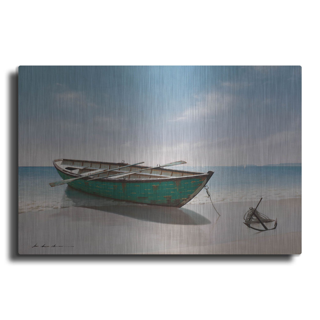 Luxe Metal Art 'Green Boat' by Zhen-Huan Lu, Metal Wall Art