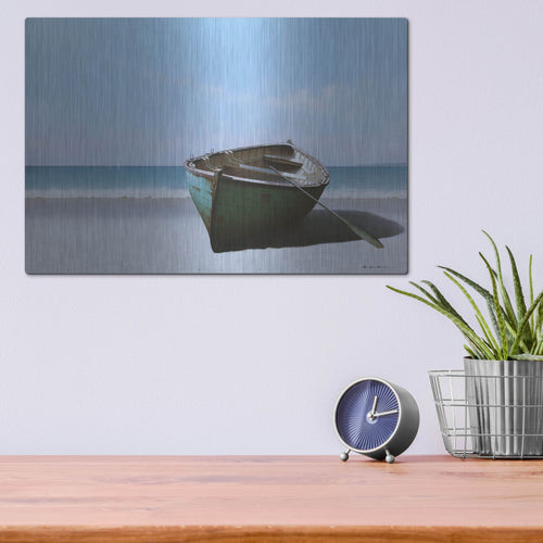 Luxe Metal Art '01 Blue Boat with Oar' by Zhen-Huan Lu, Metal Wall Art,16x12