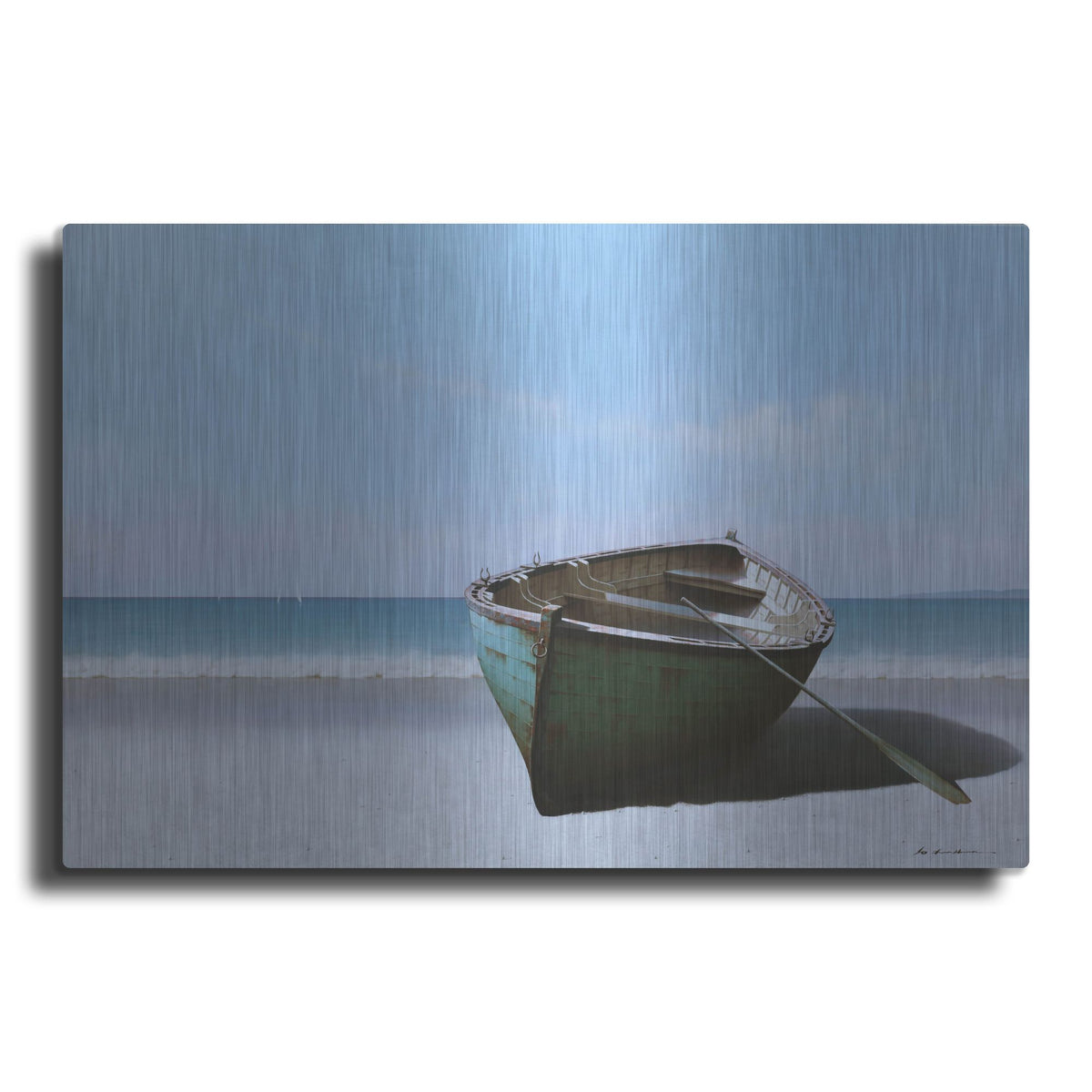 Luxe Metal Art '01 Blue Boat with Oar' by Zhen-Huan Lu, Metal Wall Art