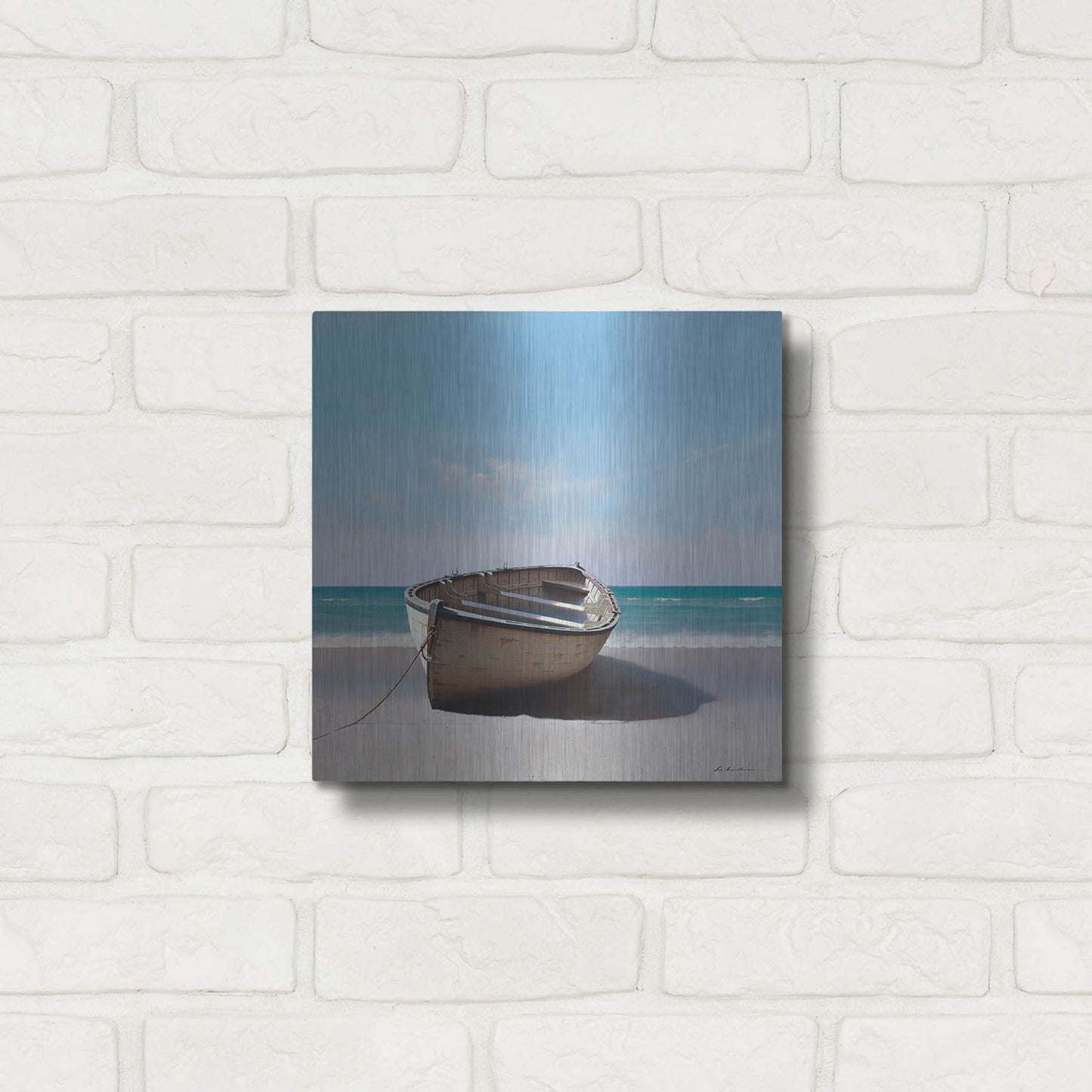 Luxe Metal Art 'Boat 3' by Zhen-Huan Lu, Metal Wall Art,12x12