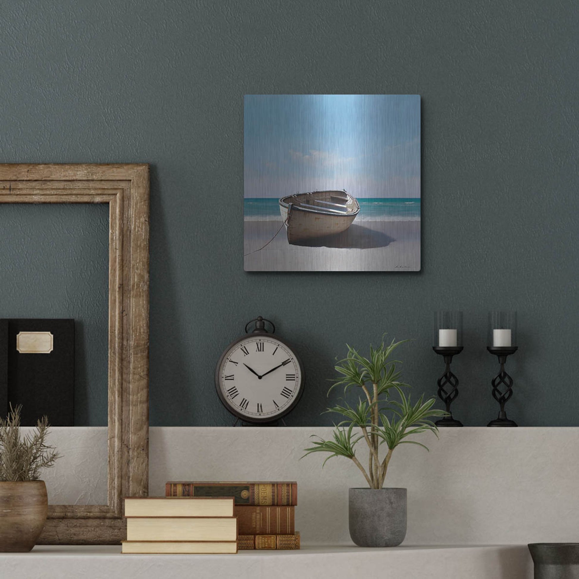 Luxe Metal Art 'Boat 3' by Zhen-Huan Lu, Metal Wall Art,12x12