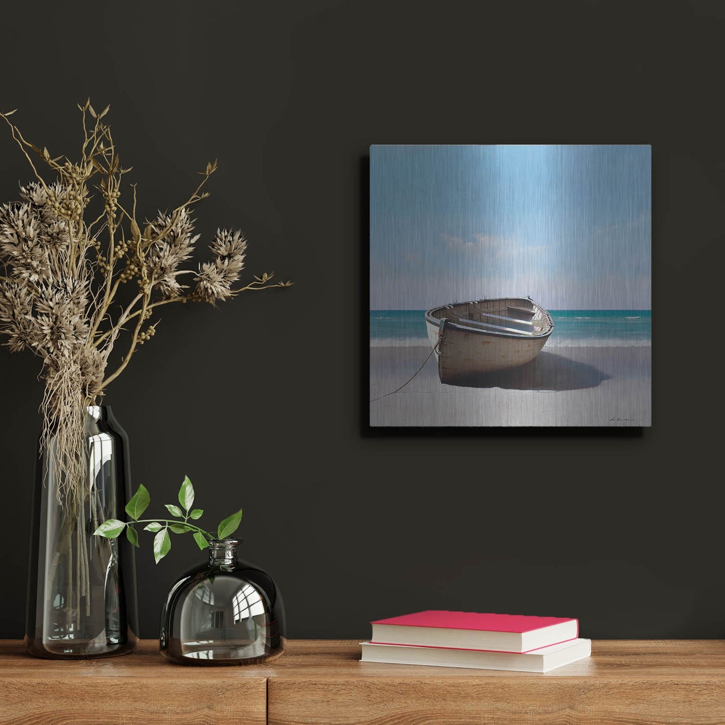 Luxe Metal Art 'Boat 3' by Zhen-Huan Lu, Metal Wall Art,12x12