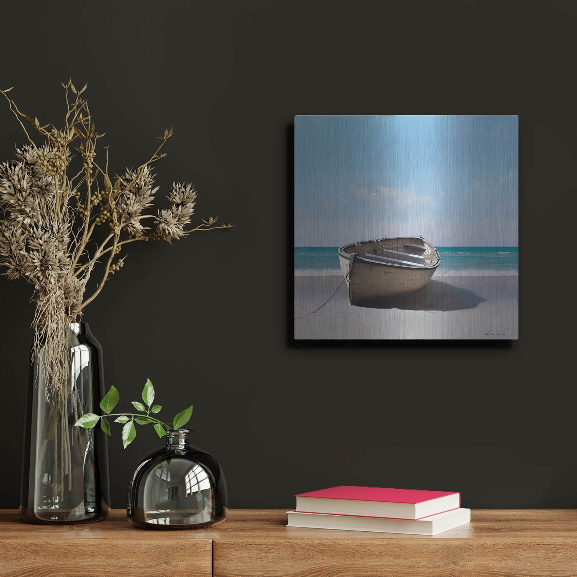 Luxe Metal Art 'Boat 3' by Zhen-Huan Lu, Metal Wall Art,12x12