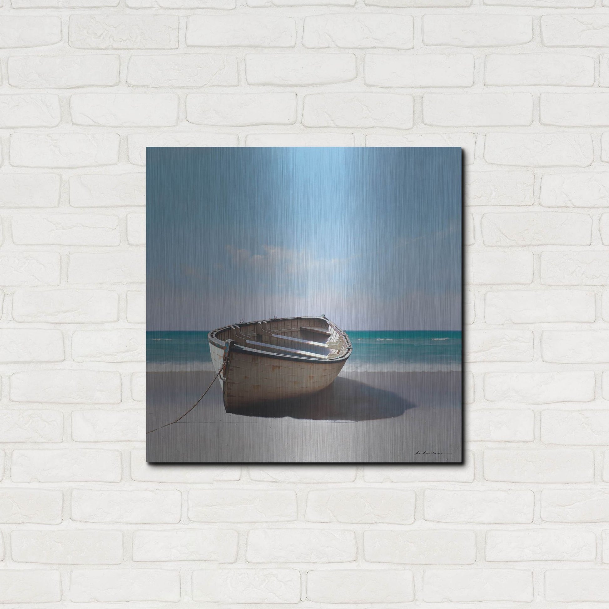 Luxe Metal Art 'Boat 3' by Zhen-Huan Lu, Metal Wall Art,24x24
