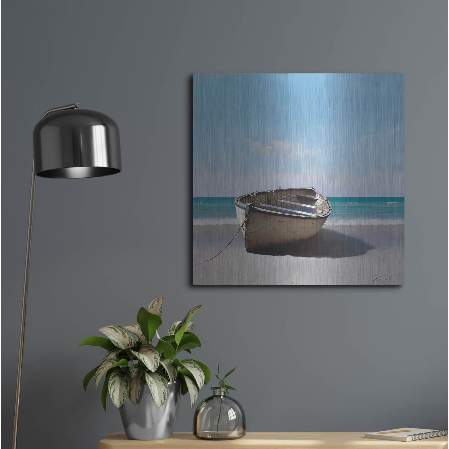 Luxe Metal Art 'Boat 3' by Zhen-Huan Lu, Metal Wall Art,24x24