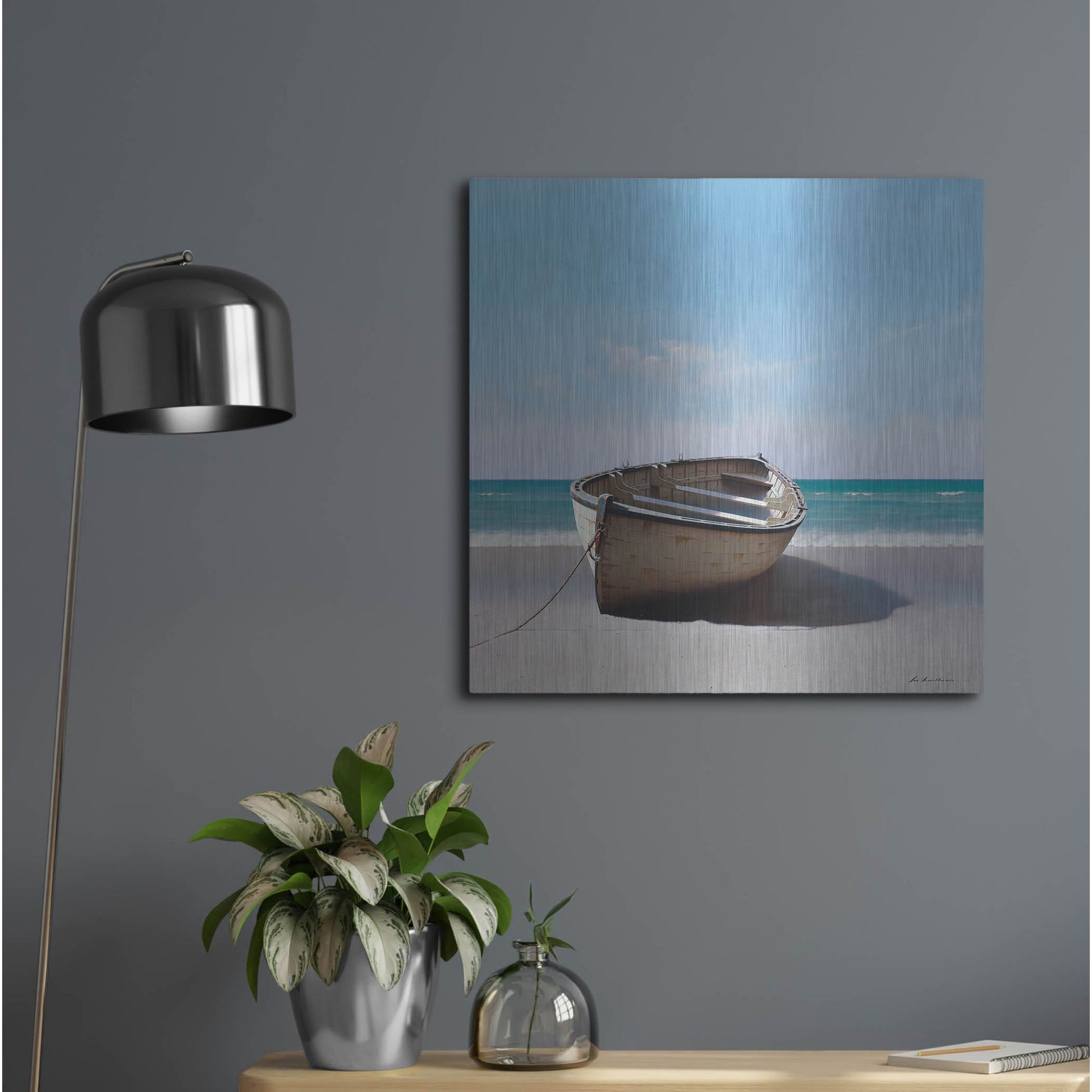 Luxe Metal Art 'Boat 3' by Zhen-Huan Lu, Metal Wall Art,24x24
