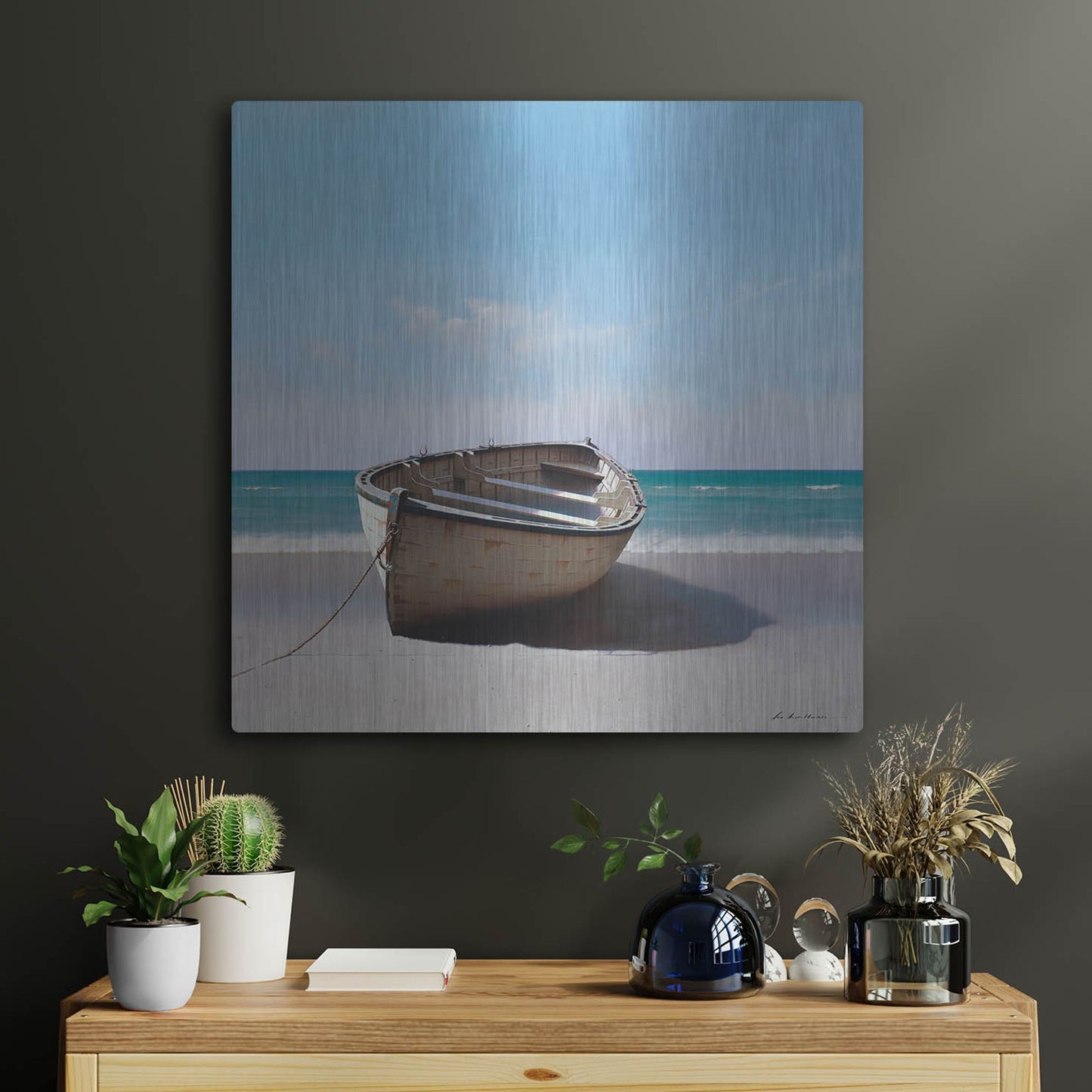 Luxe Metal Art 'Boat 3' by Zhen-Huan Lu, Metal Wall Art,24x24