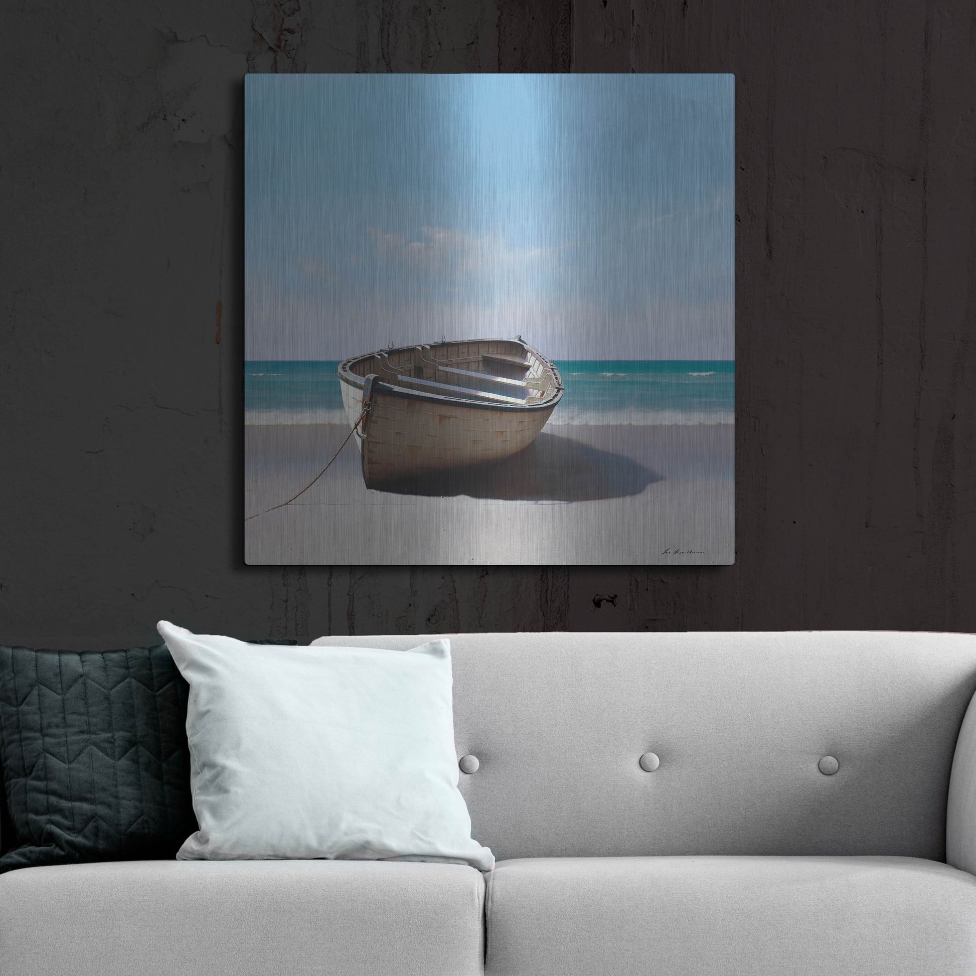 Luxe Metal Art 'Boat 3' by Zhen-Huan Lu, Metal Wall Art,36x36