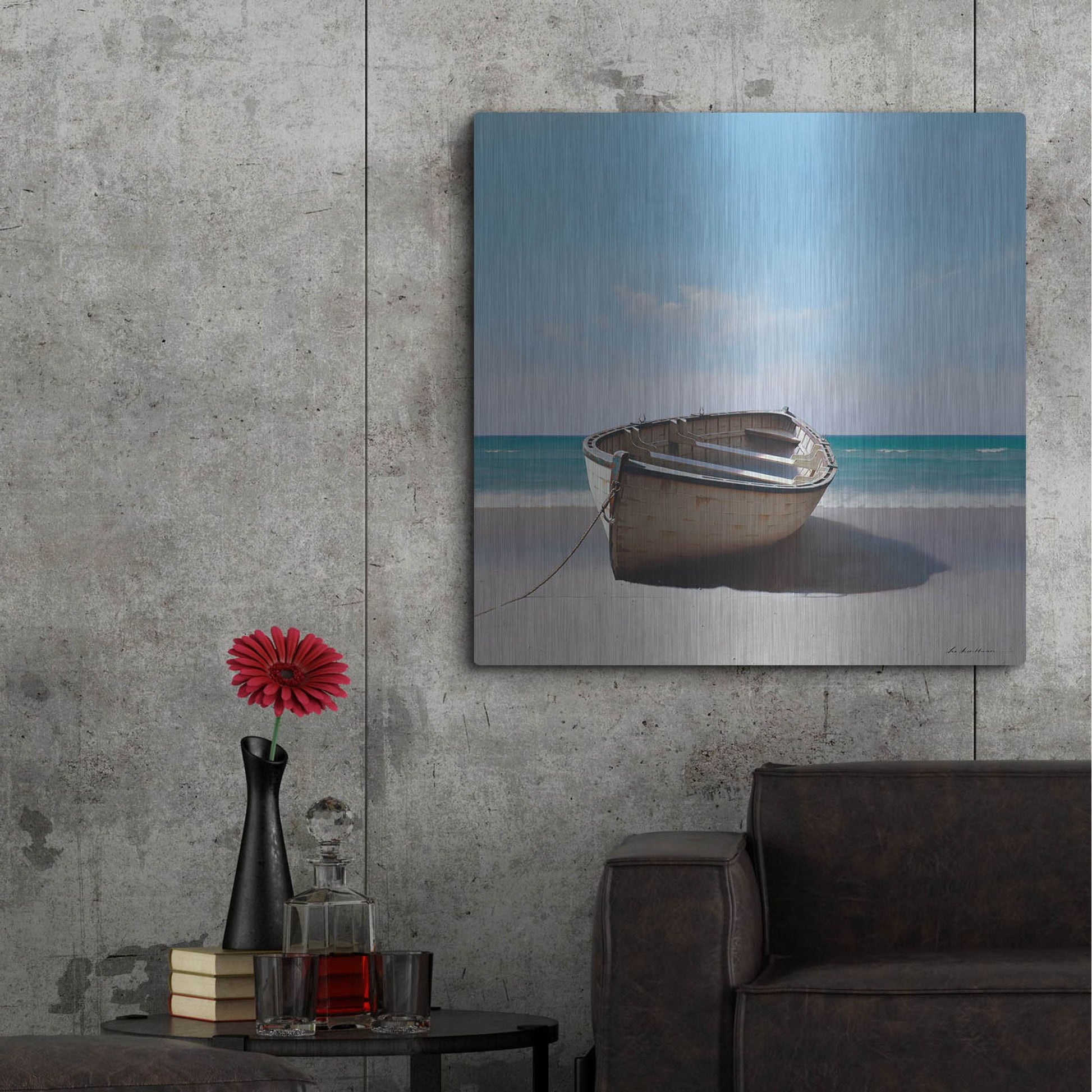 Luxe Metal Art 'Boat 3' by Zhen-Huan Lu, Metal Wall Art,36x36
