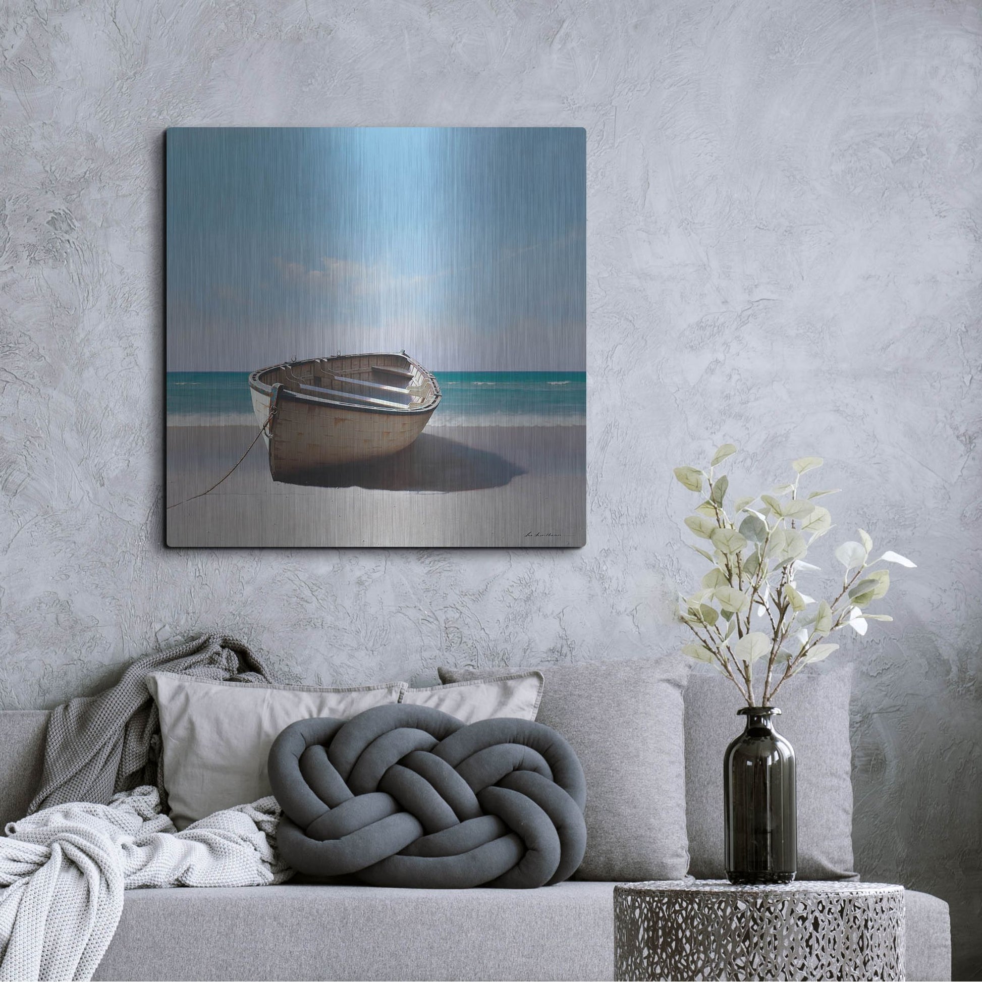 Luxe Metal Art 'Boat 3' by Zhen-Huan Lu, Metal Wall Art,36x36