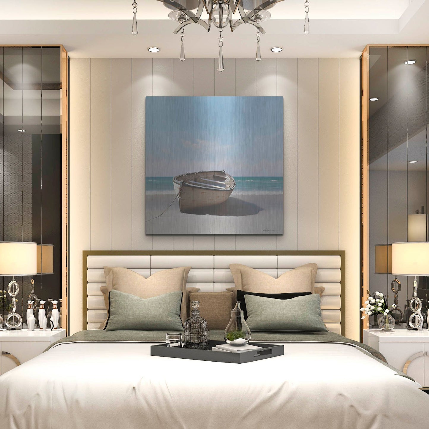 Luxe Metal Art 'Boat 3' by Zhen-Huan Lu, Metal Wall Art,36x36