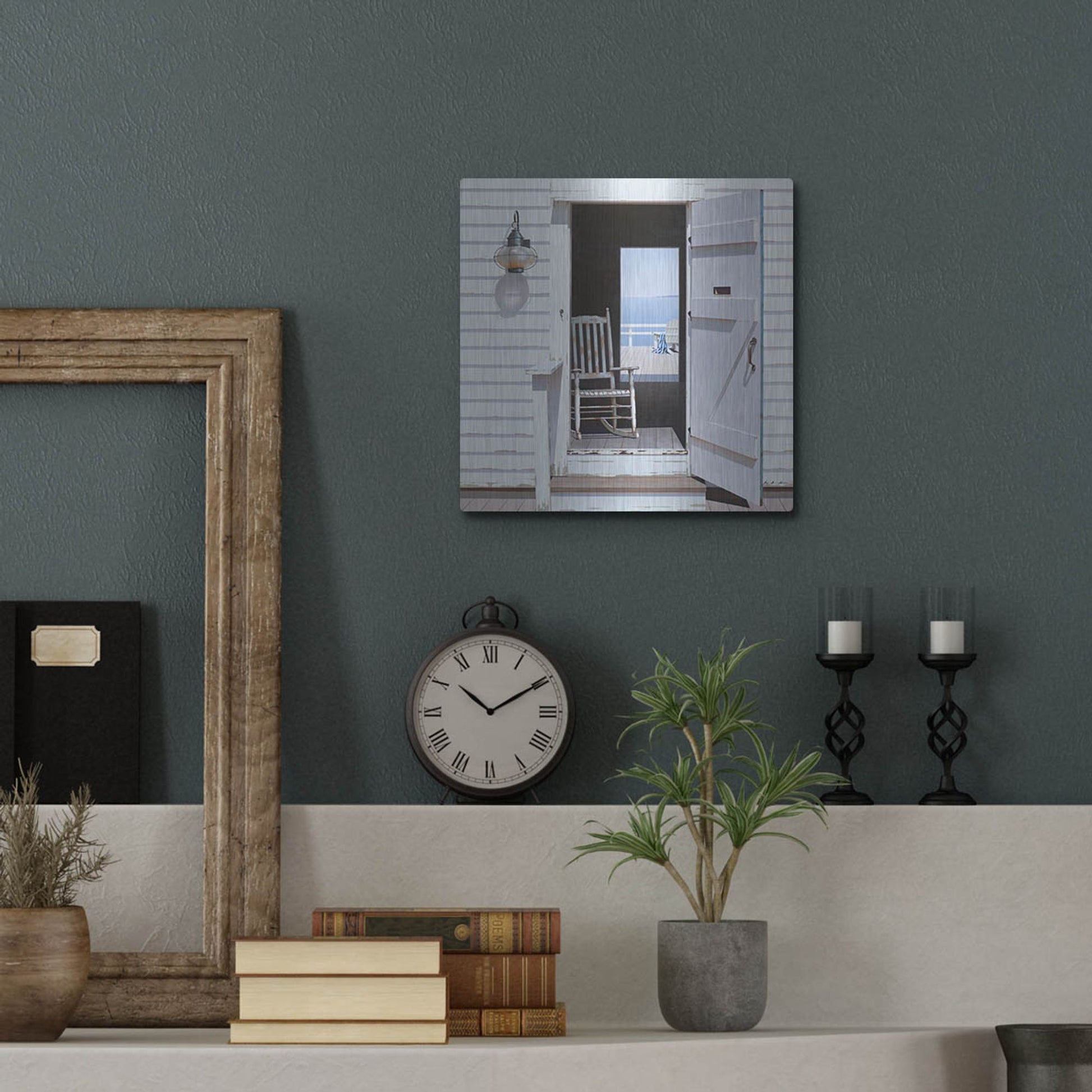 Luxe Metal Art 'Beach House 3' by Zhen-Huan Lu, Metal Wall Art,12x12