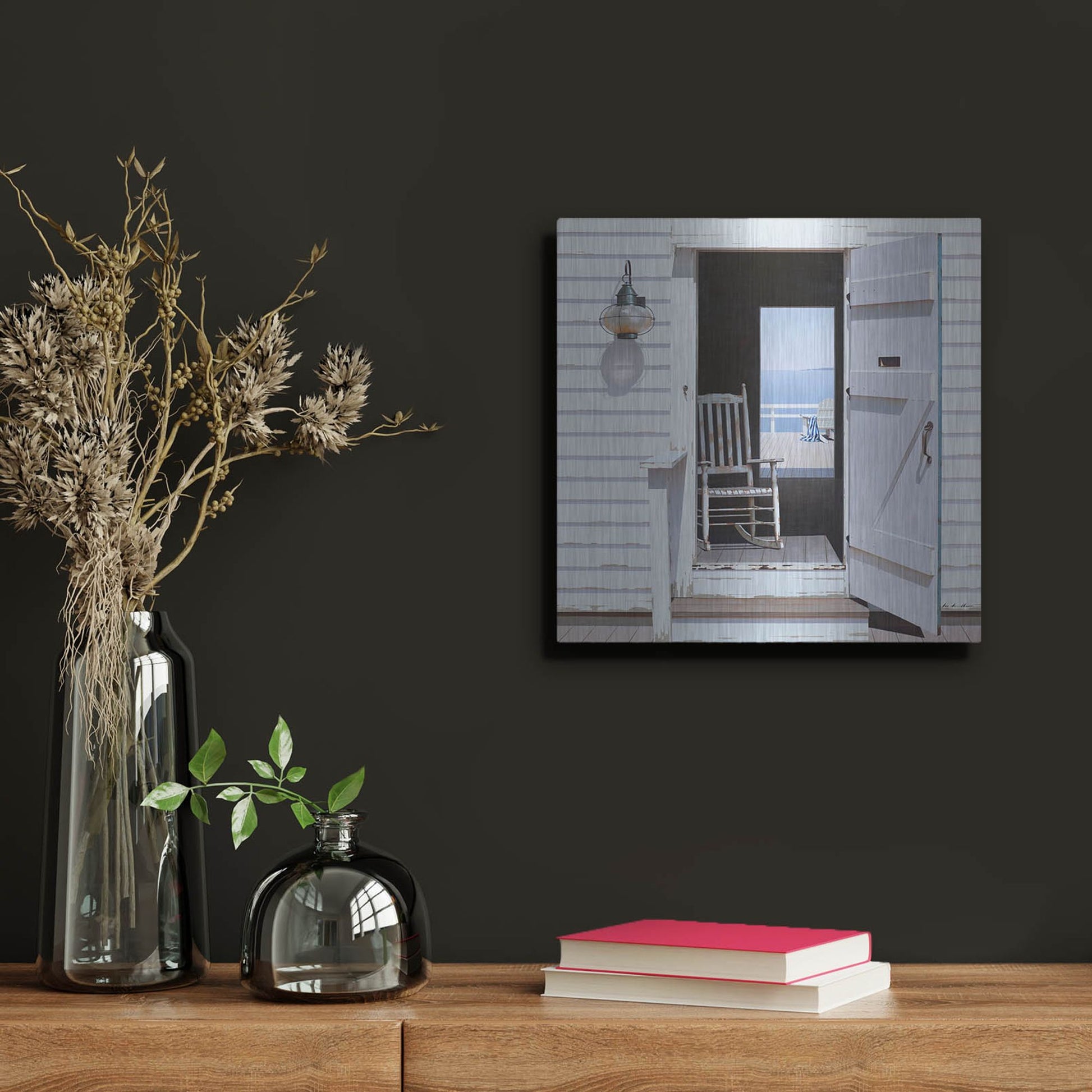 Luxe Metal Art 'Beach House 3' by Zhen-Huan Lu, Metal Wall Art,12x12