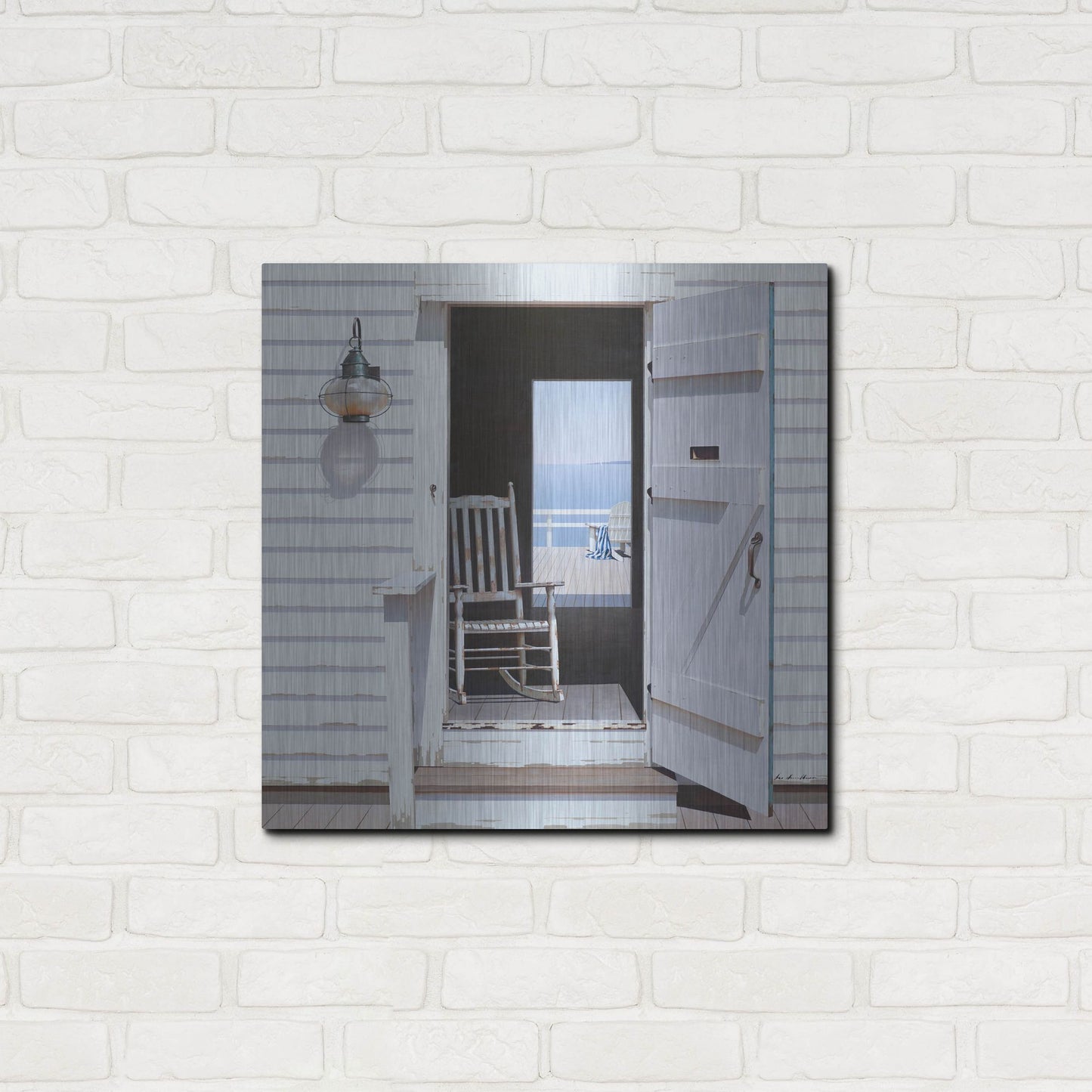 Luxe Metal Art 'Beach House 3' by Zhen-Huan Lu, Metal Wall Art,24x24