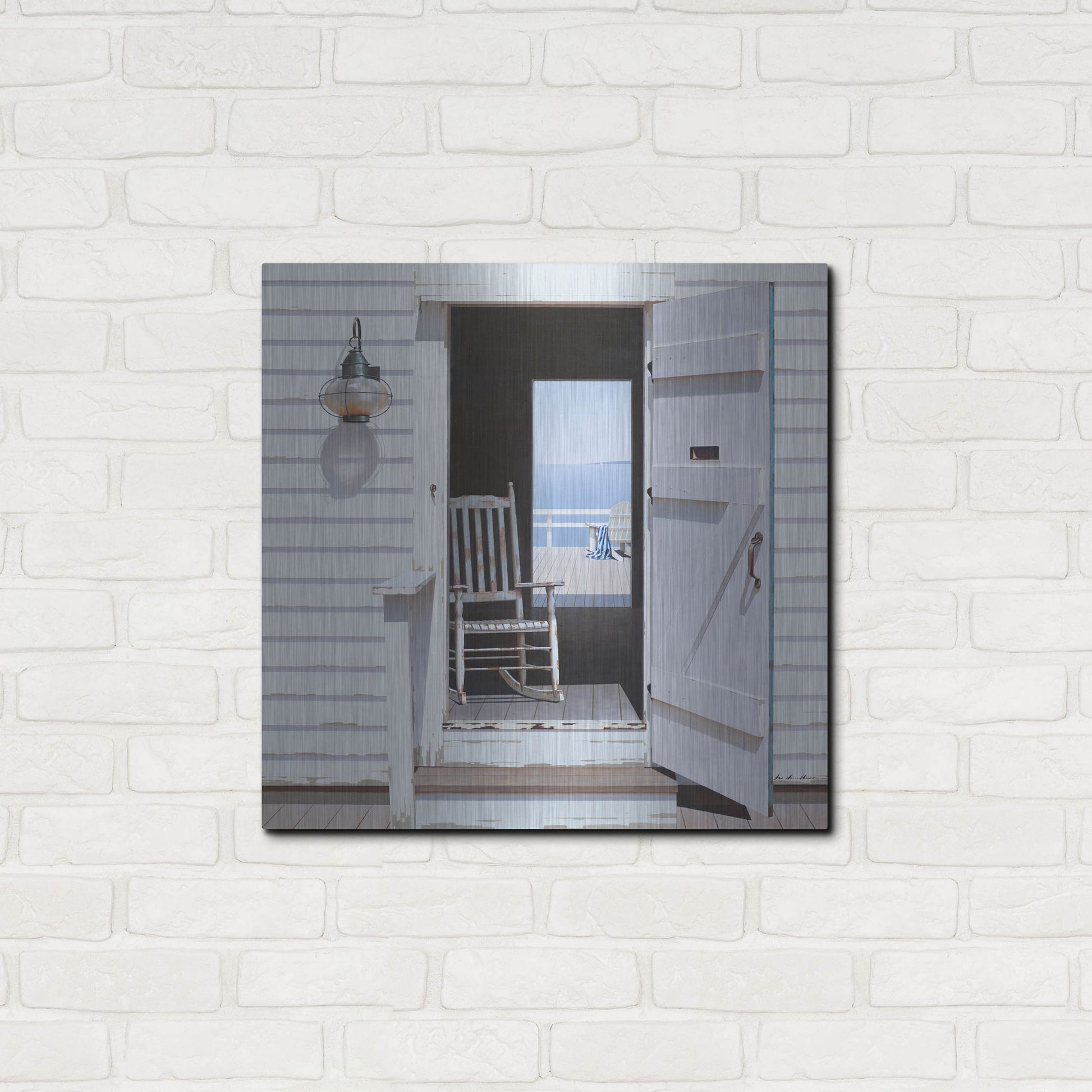 Luxe Metal Art 'Beach House 3' by Zhen-Huan Lu, Metal Wall Art,24x24