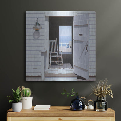 Luxe Metal Art 'Beach House 3' by Zhen-Huan Lu, Metal Wall Art,24x24