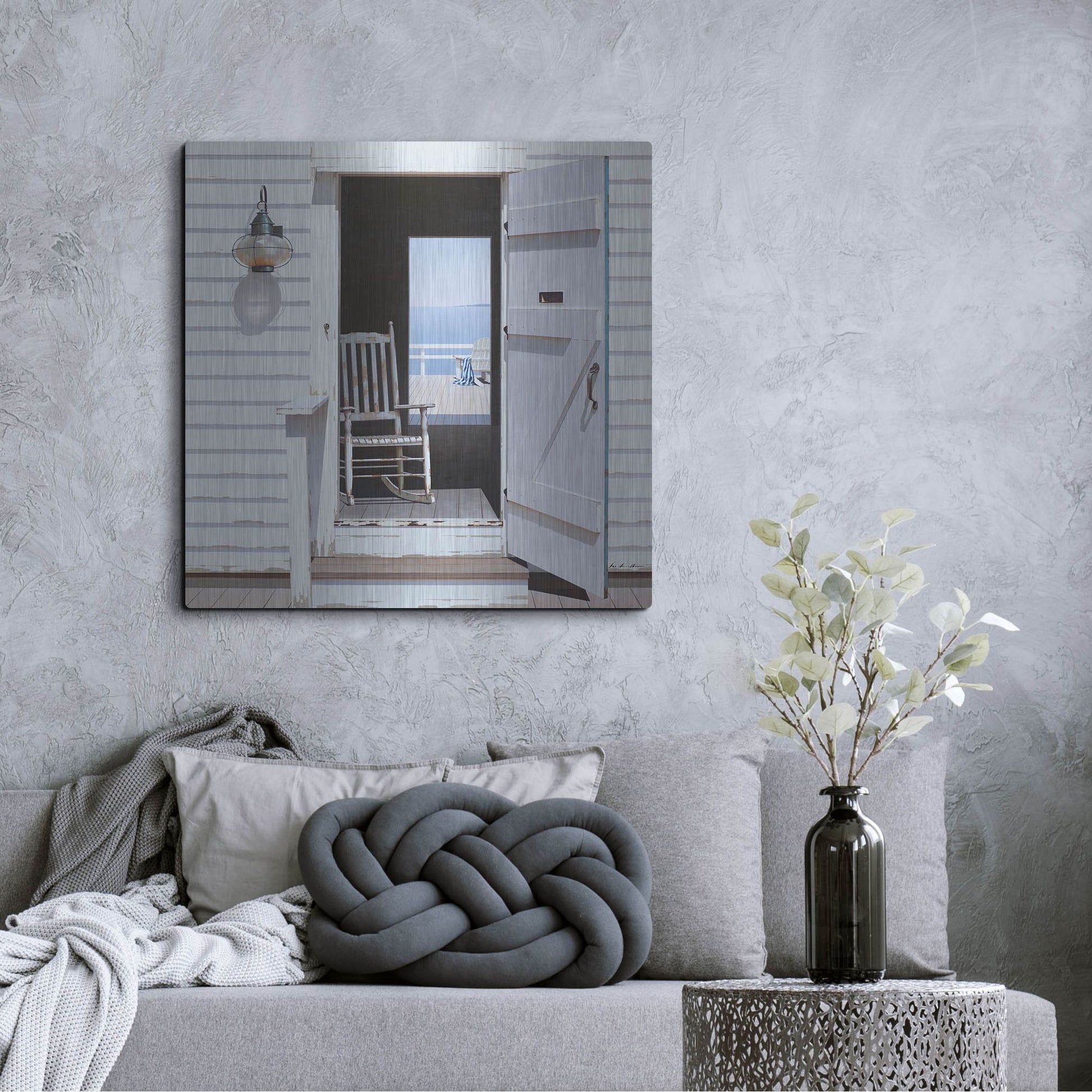 Luxe Metal Art 'Beach House 3' by Zhen-Huan Lu, Metal Wall Art,36x36