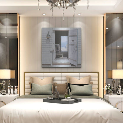 Luxe Metal Art 'Beach House 3' by Zhen-Huan Lu, Metal Wall Art,36x36