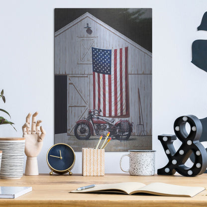 Luxe Metal Art 'Motorcycle Barn' by Zhen-Huan Lu, Metal Wall Art,12x16