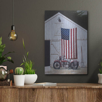 Luxe Metal Art 'Motorcycle Barn' by Zhen-Huan Lu, Metal Wall Art,12x16