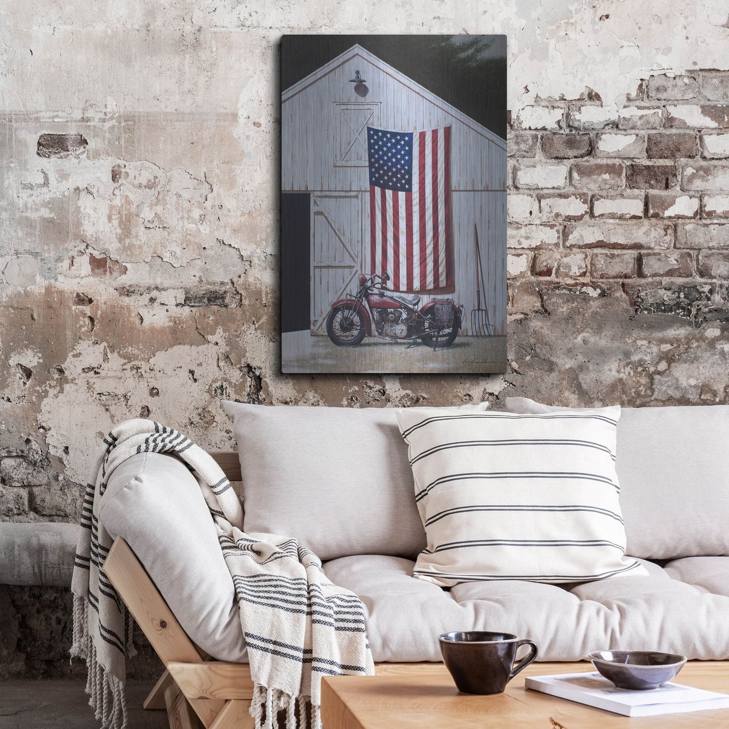 Luxe Metal Art 'Motorcycle Barn' by Zhen-Huan Lu, Metal Wall Art,24x36