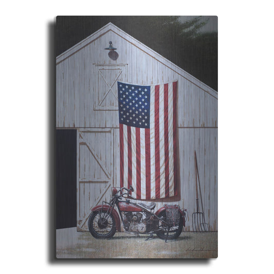 Luxe Metal Art 'Motorcycle Barn' by Zhen-Huan Lu, Metal Wall Art