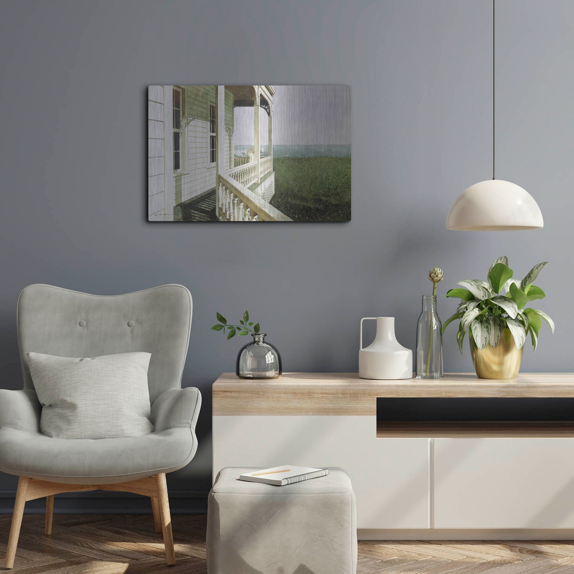 Luxe Metal Art 'Nantucket Light' by Zhen-Huan Lu, Metal Wall Art,24x16