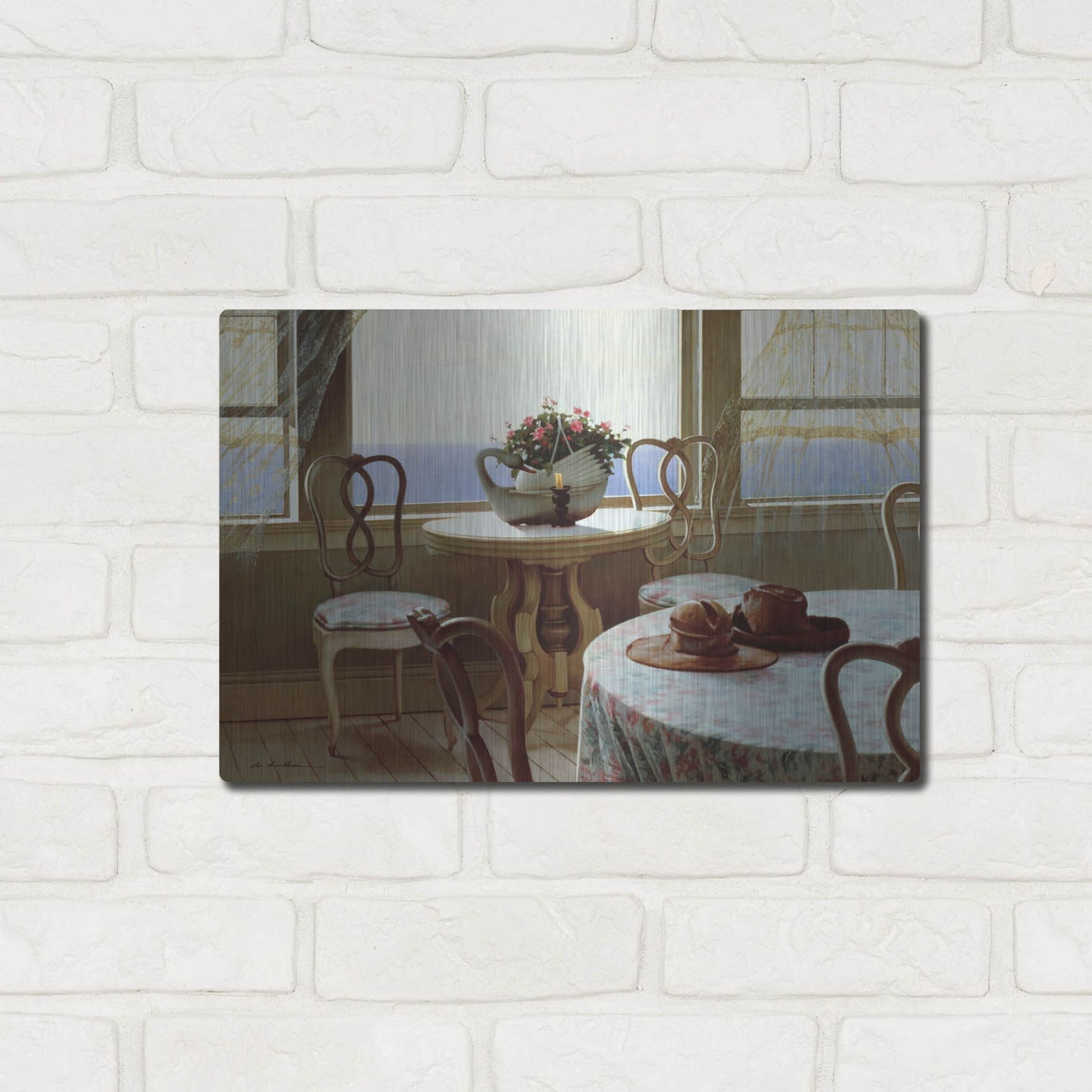 Luxe Metal Art 'The Dining Room' by Zhen-Huan Lu, Metal Wall Art,16x12