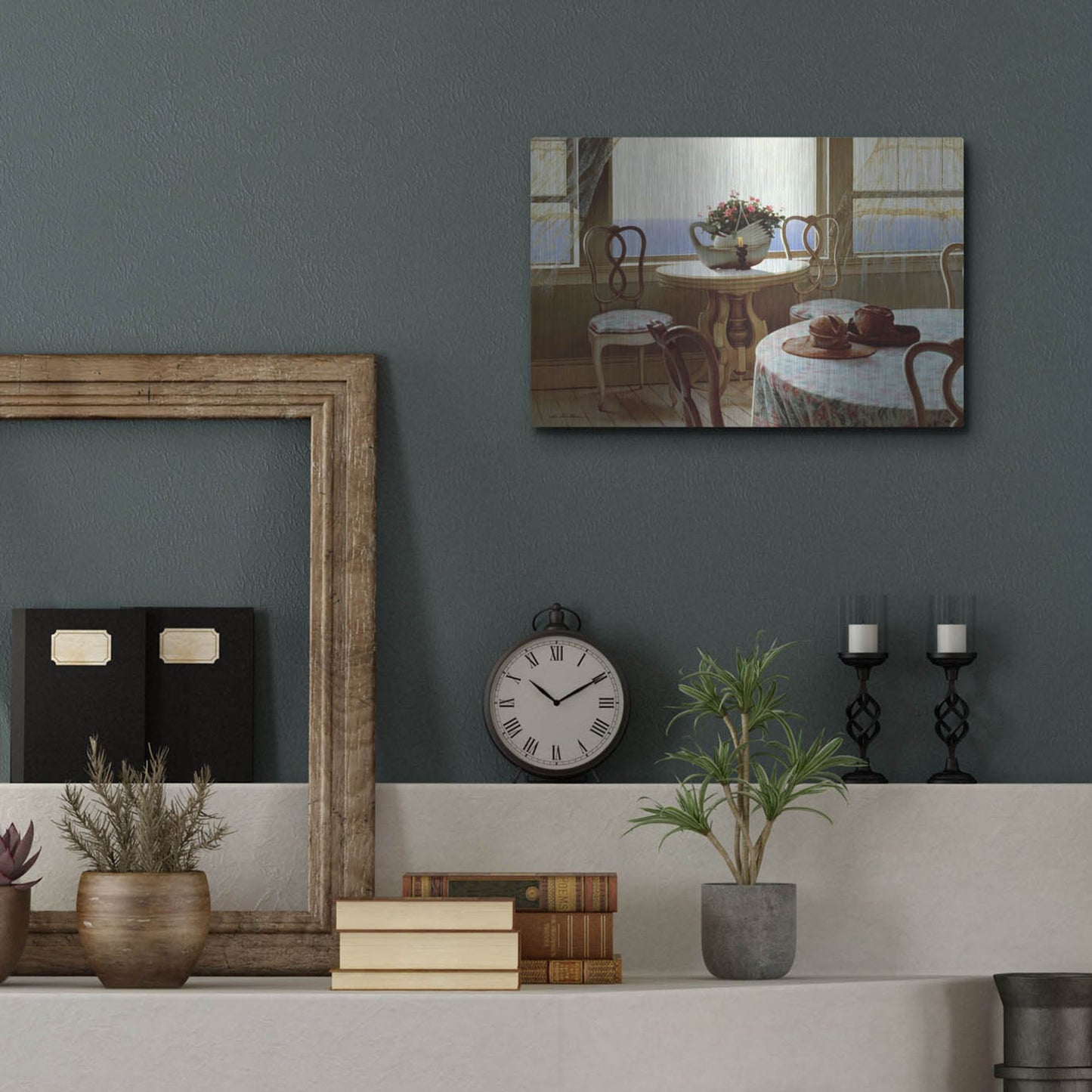 Luxe Metal Art 'The Dining Room' by Zhen-Huan Lu, Metal Wall Art,16x12