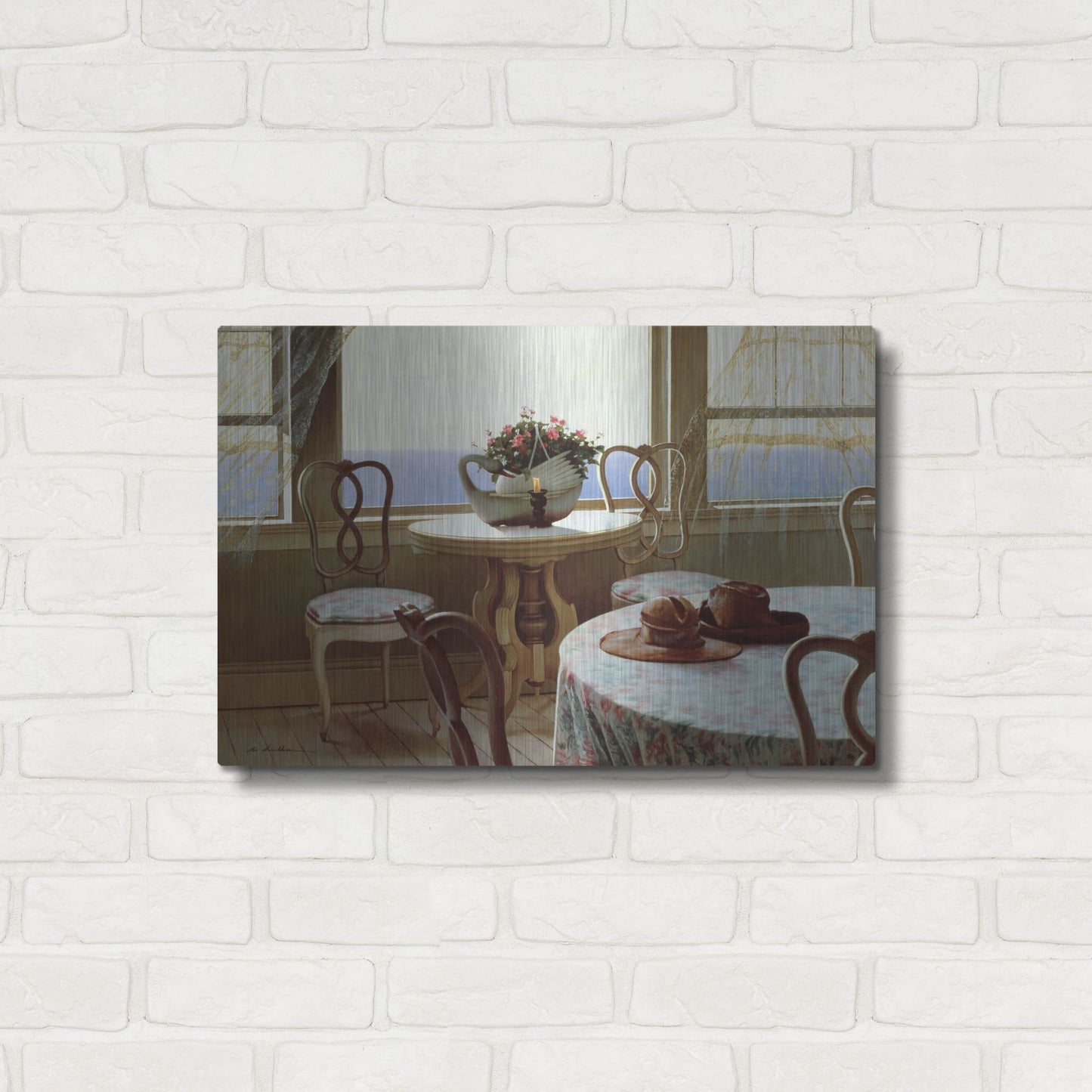 Luxe Metal Art 'The Dining Room' by Zhen-Huan Lu, Metal Wall Art,24x16