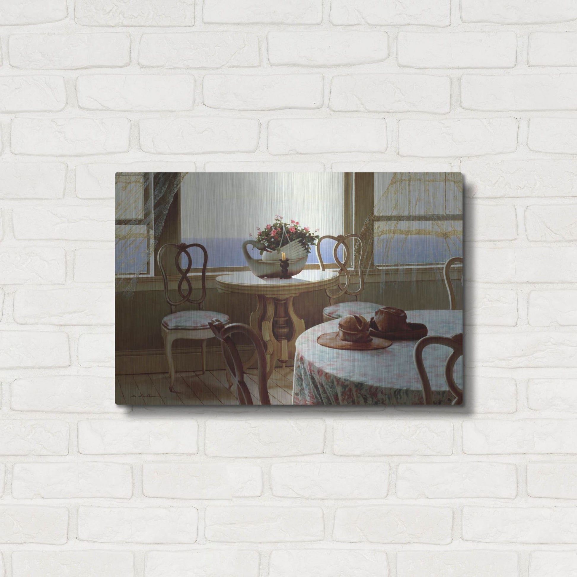 Luxe Metal Art 'The Dining Room' by Zhen-Huan Lu, Metal Wall Art,24x16