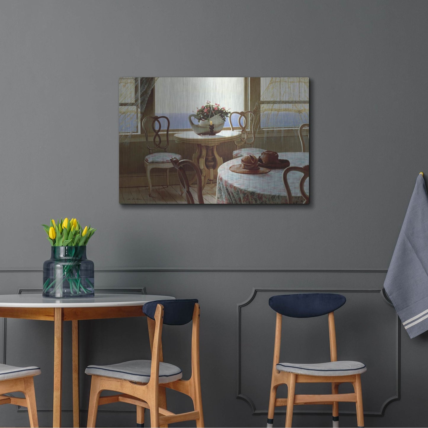 Luxe Metal Art 'The Dining Room' by Zhen-Huan Lu, Metal Wall Art,36x24