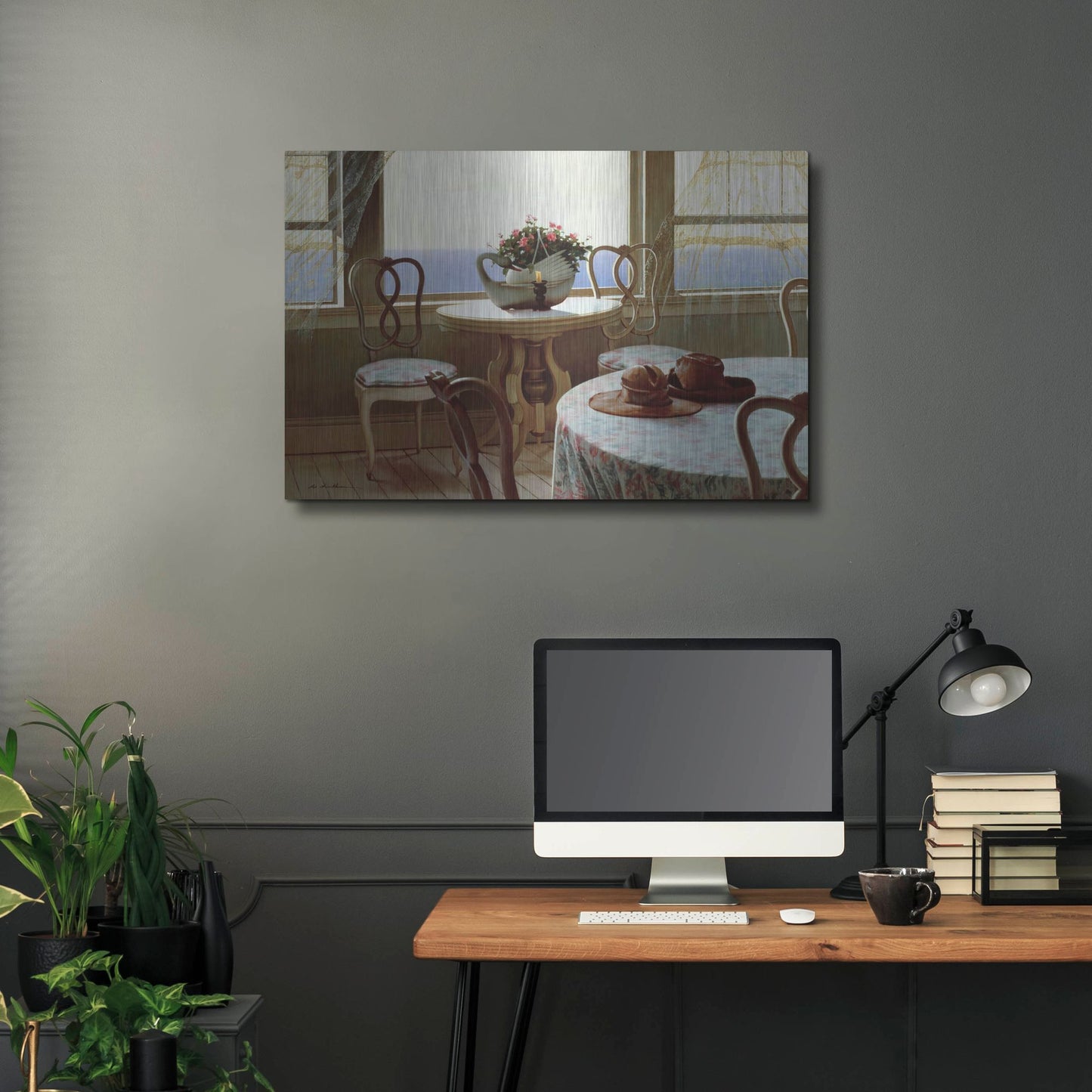 Luxe Metal Art 'The Dining Room' by Zhen-Huan Lu, Metal Wall Art,36x24