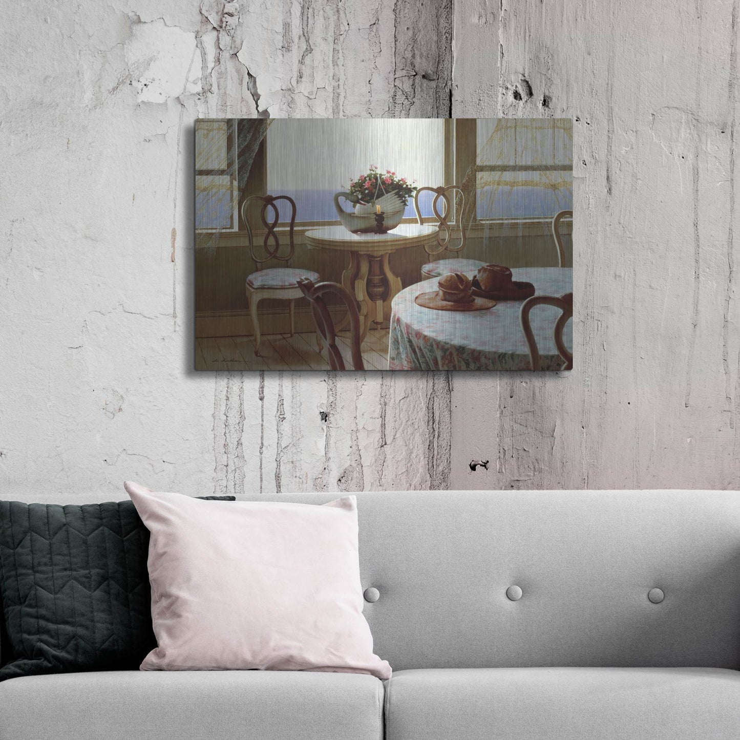 Luxe Metal Art 'The Dining Room' by Zhen-Huan Lu, Metal Wall Art,36x24